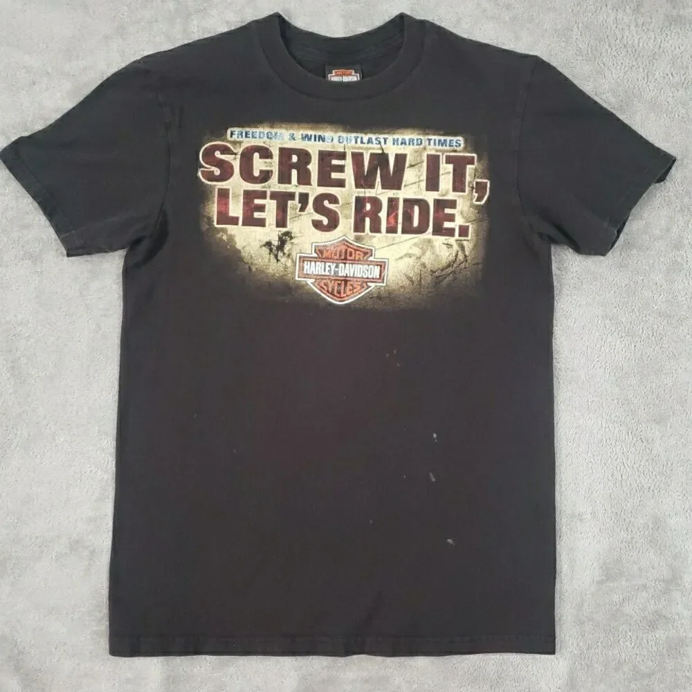 Harley Davidson T Shirt Screw It Let's Ride Three Rivers PA 2008 Men's Sz M